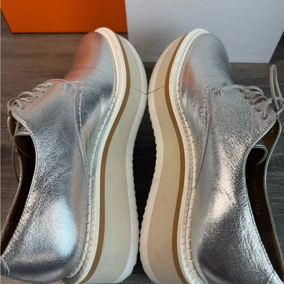 Robert Clergerie Paris Brook Derby Metallic Silver Platform Loafers 8.5 $542 - Picture 13 of 14